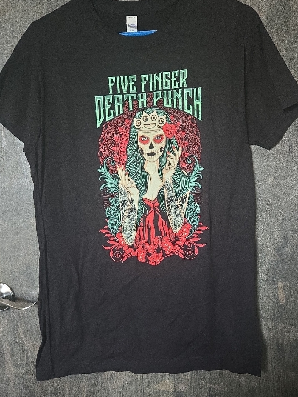 Five Finger Death Punch Skull & Floral Graphic Tee